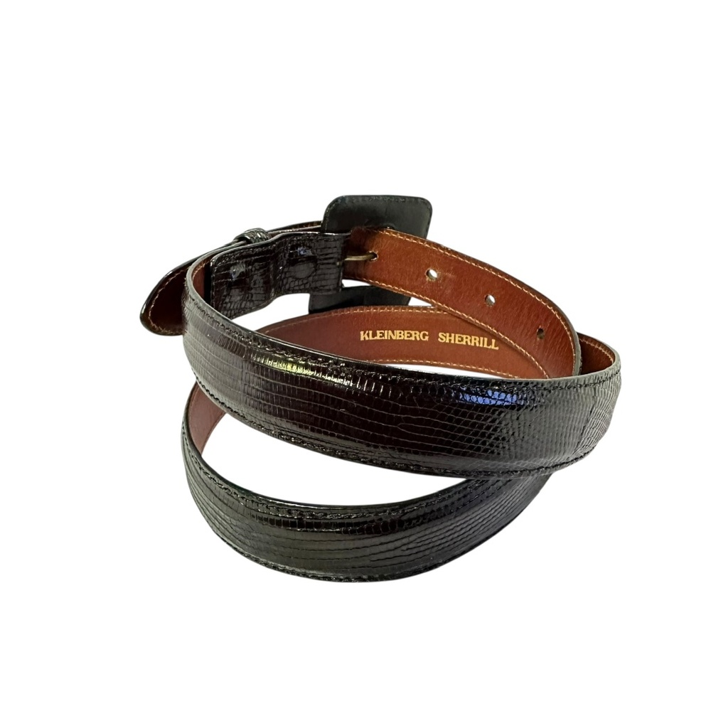 Genuine KLEINBERG SHERRILL Black Lizard Leather Women Belt Size S 29-30